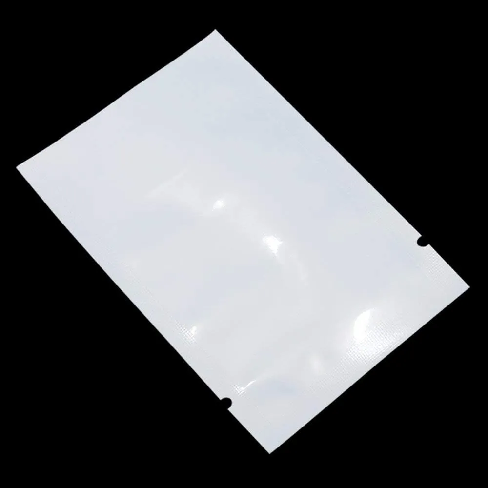PABCK 1000Pcs 3.9x5.9 inch (Usable Size 3.5x5.7 inch) White Front Clear Open Top 2.8mil Plastic Vacuum Pouch Heat Sealable Bags for Food Storage Packets Mini Sample with Tear Notches
