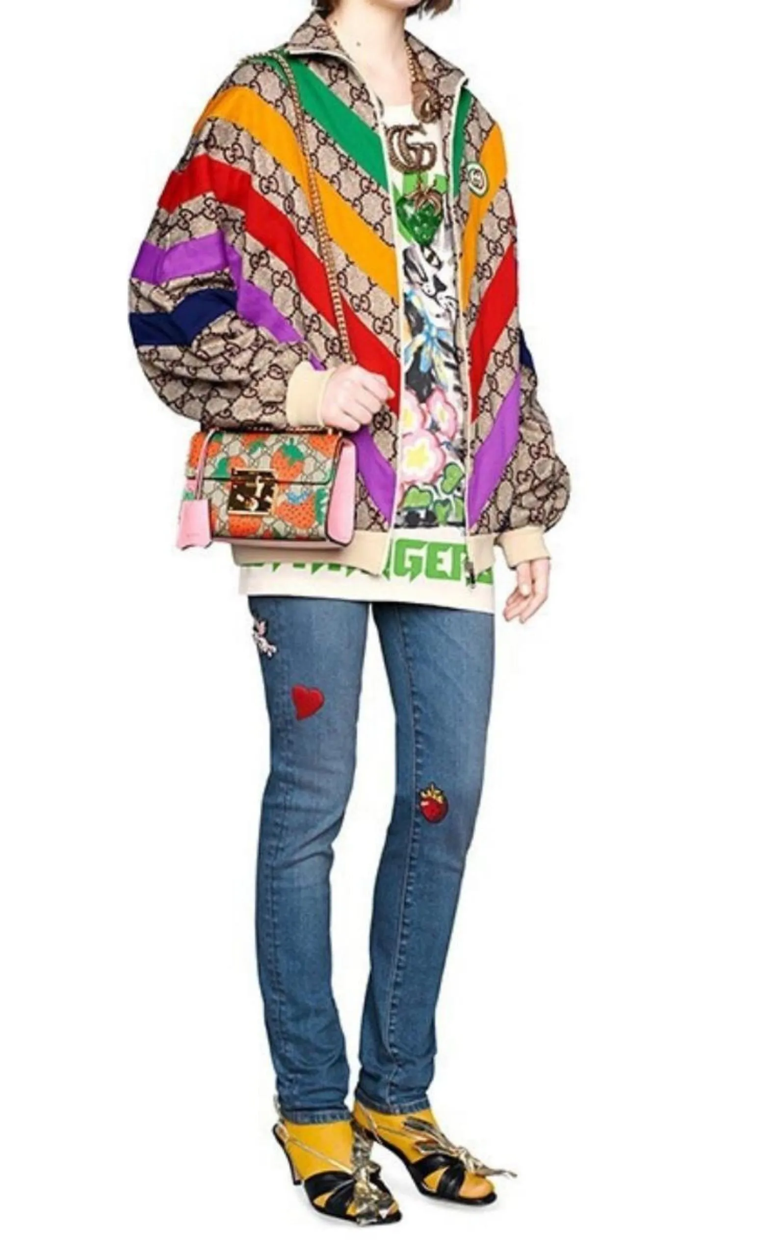 Padlock Gg Strawberry Small Shoulder Bag