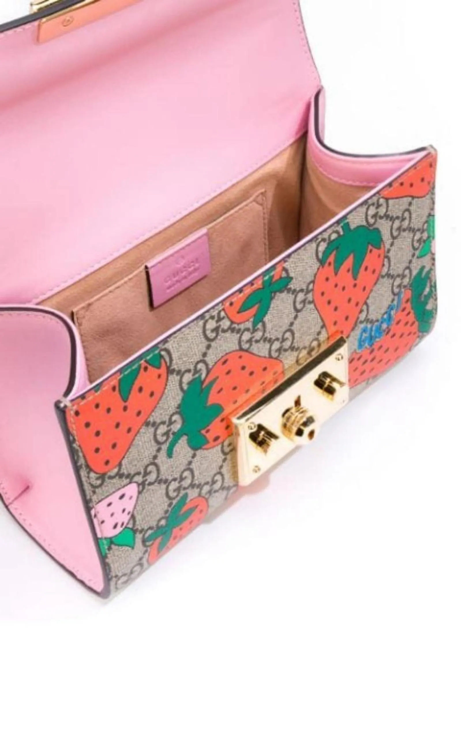 Padlock Gg Strawberry Small Shoulder Bag