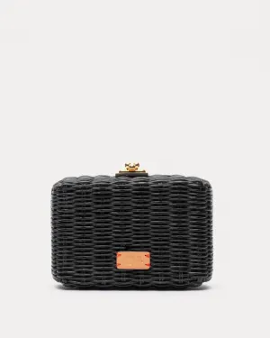Paige Wicker Clutch - Black