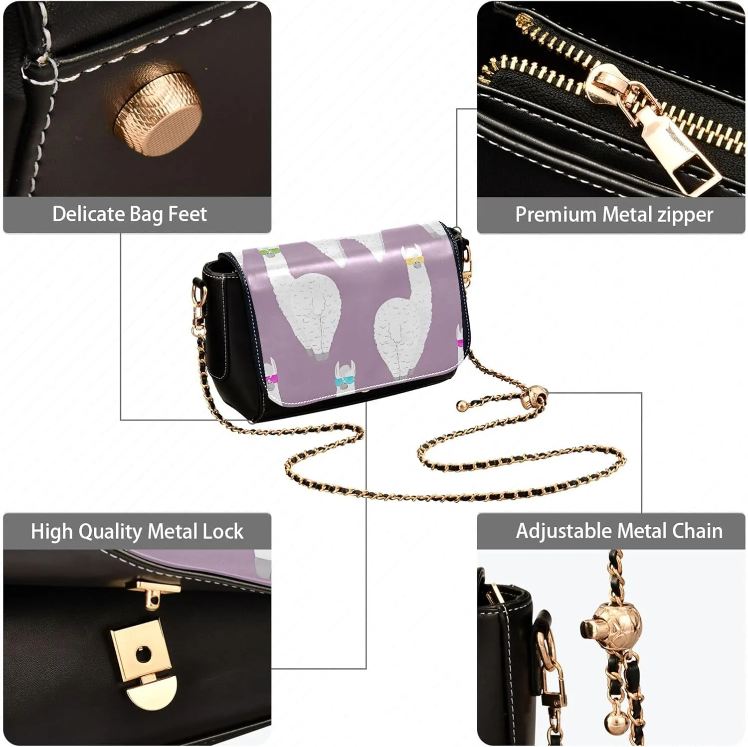 Pandas Bears Bamboo Blue Crossbody Bags for Women Everyday Leather Shoulder Bags Medium Handbag with Chain Strap
