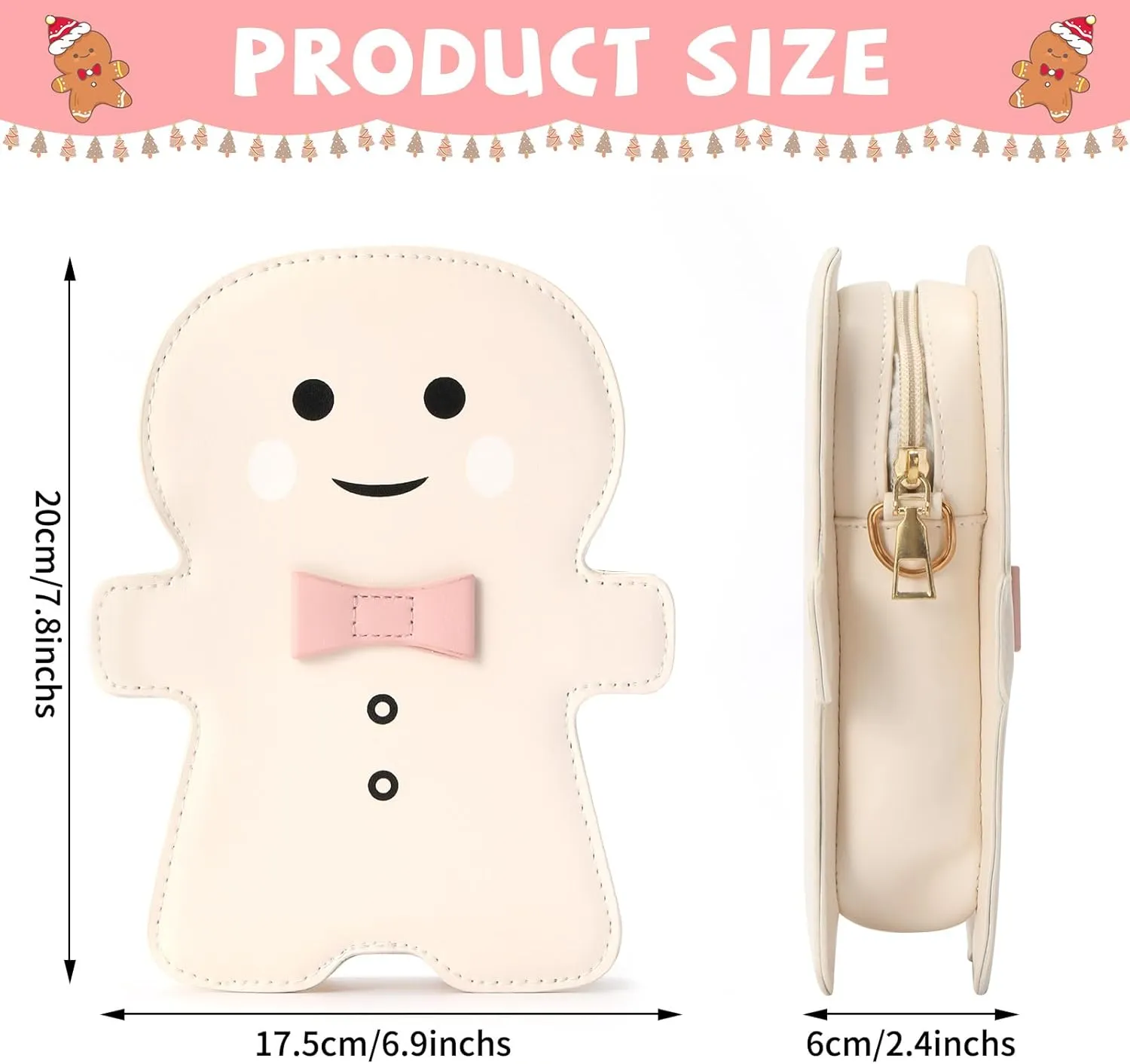 party greeting Christmas Crossbody Bag Gingerbread Man Crossbody Purse Christmas Gingerbread Man Shaped Phone Bag