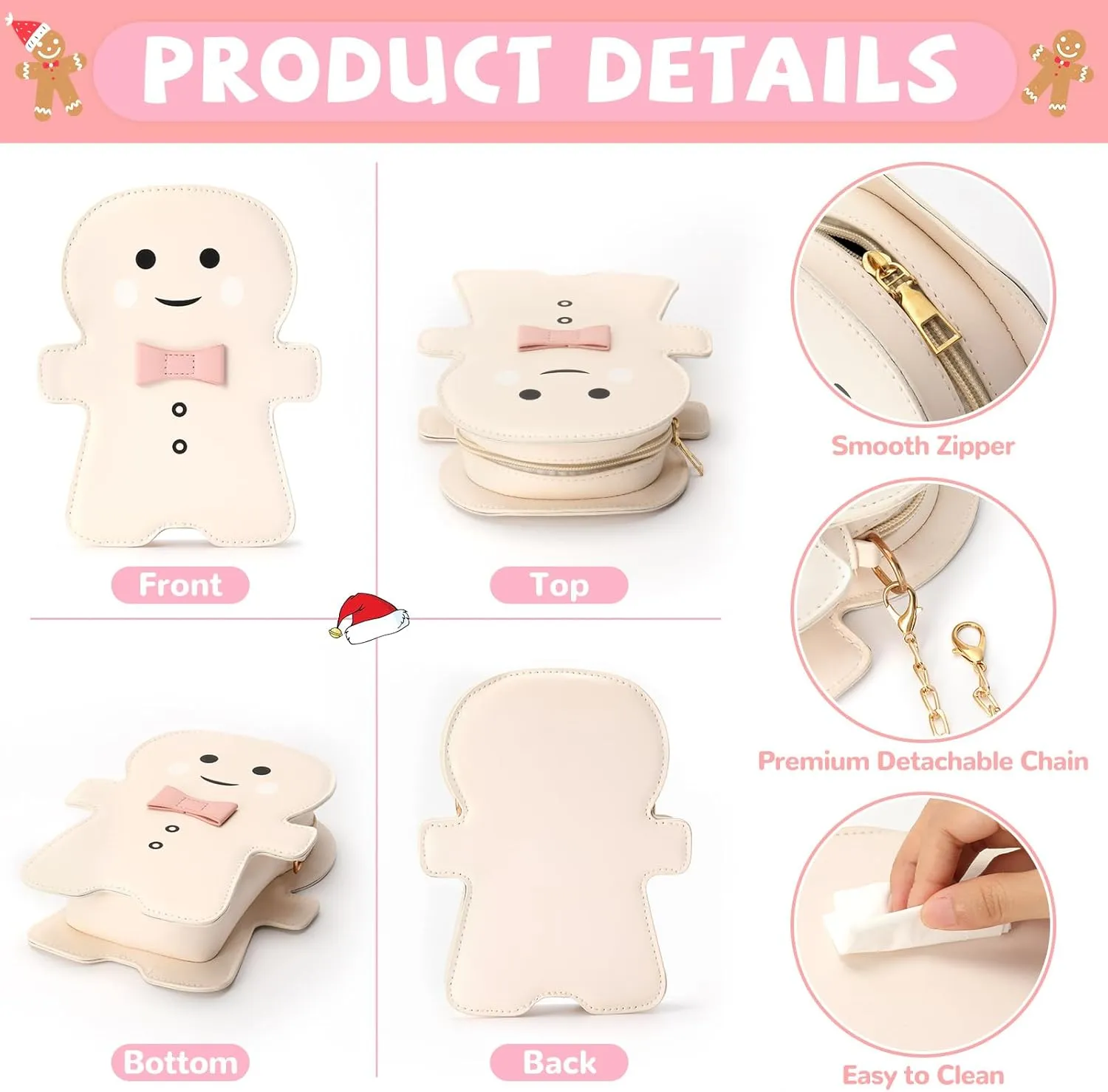 party greeting Christmas Crossbody Bag Gingerbread Man Crossbody Purse Christmas Gingerbread Man Shaped Phone Bag