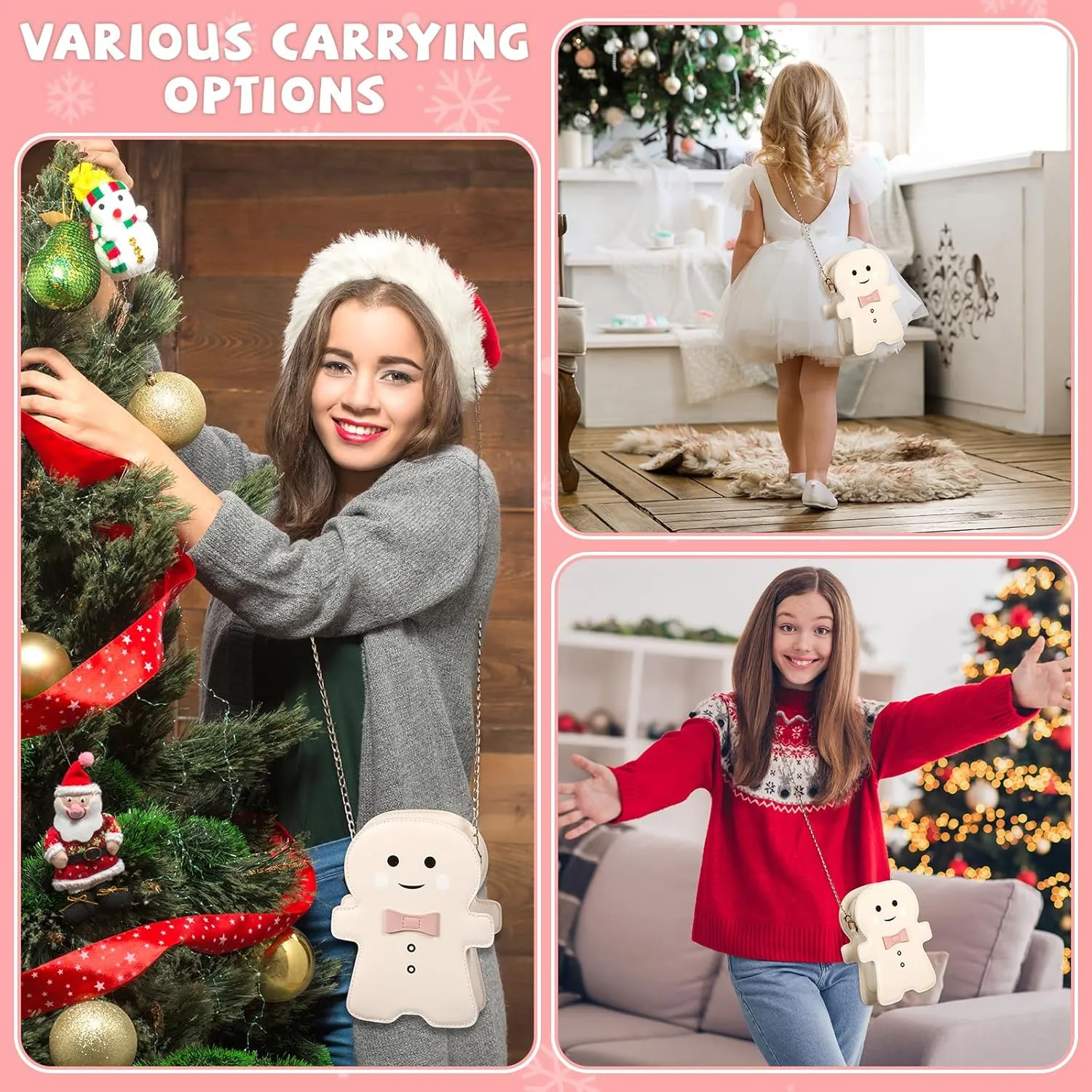 party greeting Christmas Crossbody Bag Gingerbread Man Crossbody Purse Christmas Gingerbread Man Shaped Phone Bag