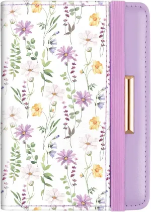 Passport Holder Cover Travel RFID Blocking Passport Cover Rose Gold Cute Flowers Passport Wallet with Elastic Band for Women