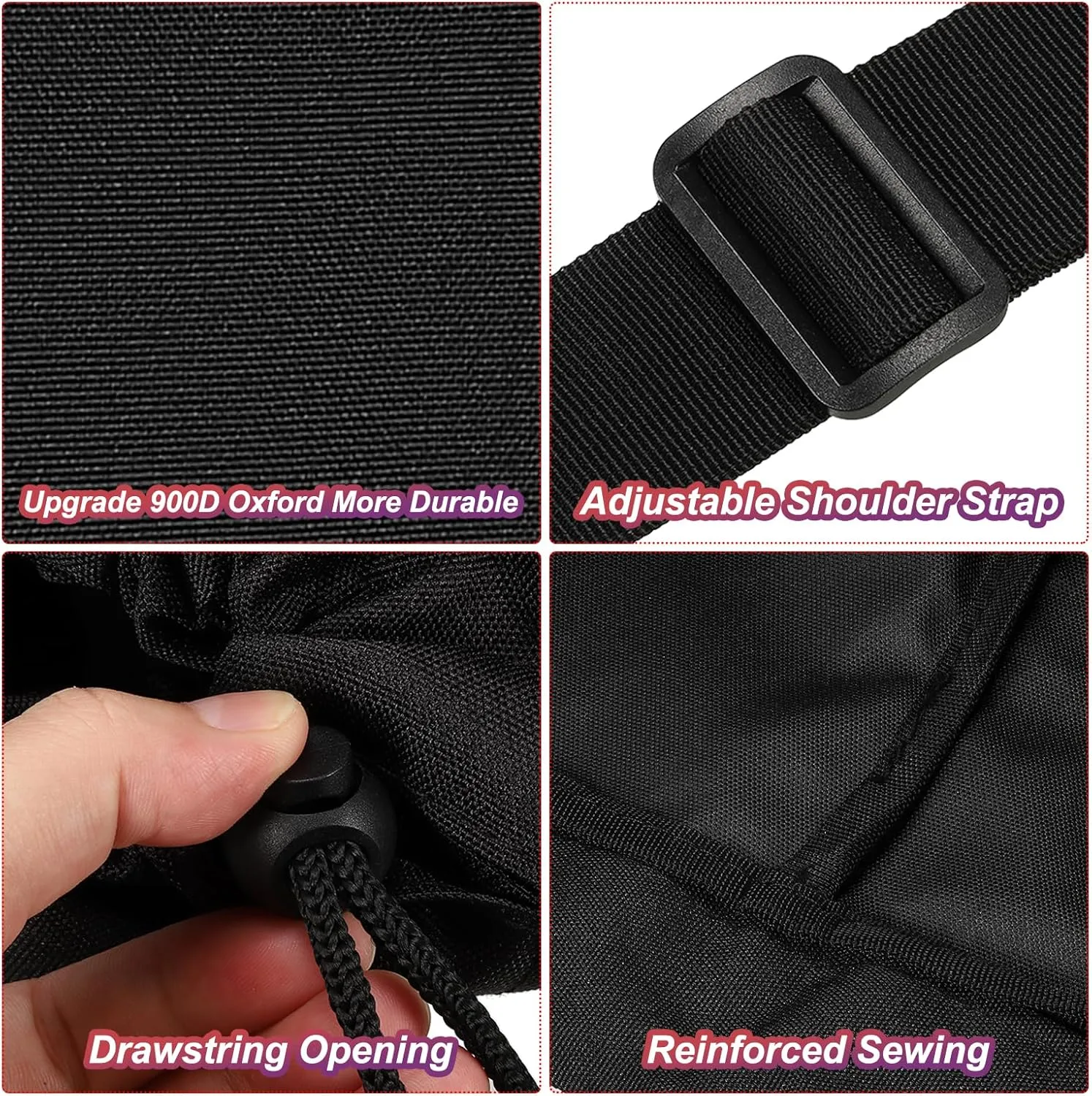 PATIKIL 47 Inch Camp Chair Replacement Bags, 2 Pack Heavy Folding Camping Chair Bag 900D Oxford Large Mouth Storage Bags with Shoulder Strap for Travel Camping, Black