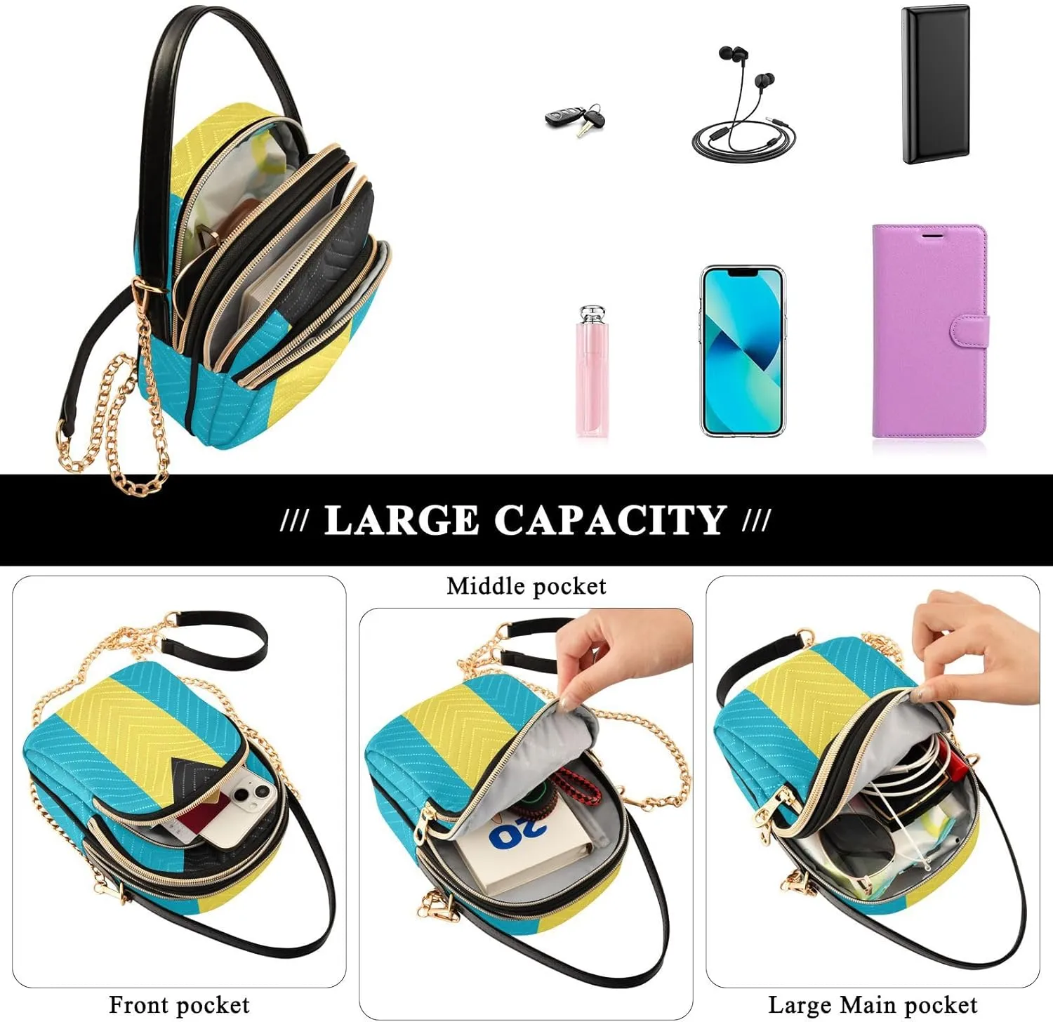Patriot Flag Cell Phone Purse Crossbody Handbag Durable Shoulder Bag Sturdy Travel Pouch