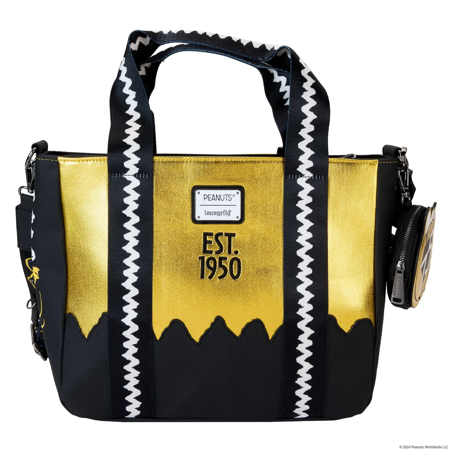 Peanuts 75th Anniversary Snoopy Gang Loungefly Tote Bag With Coin Bag