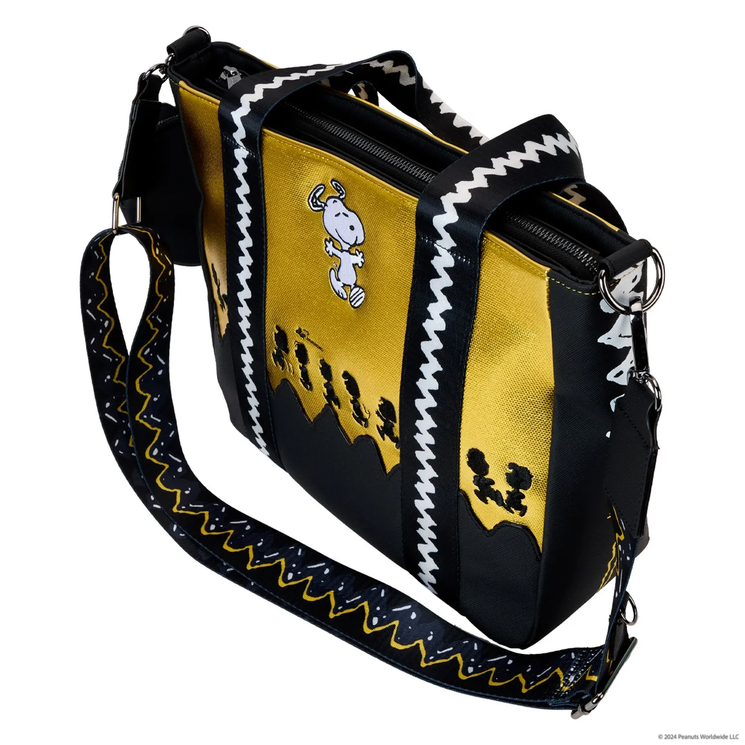 Peanuts 75th Anniversary Snoopy Gang Loungefly Tote Bag With Coin Bag