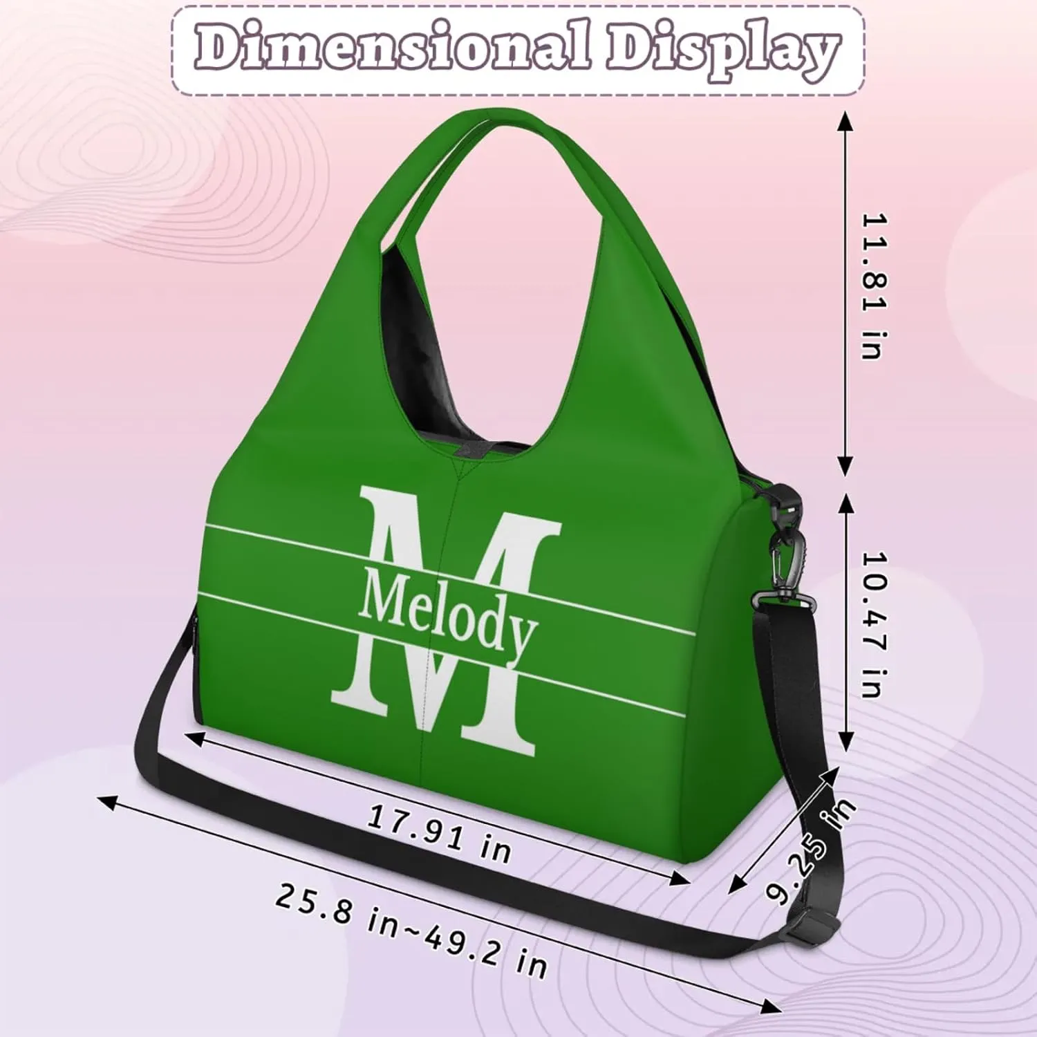 Personalized Yoga Mat Bag with Name Shoe Compartment, Solid Color Initial Letter Travel Tote Sport Gym Duffel Bag