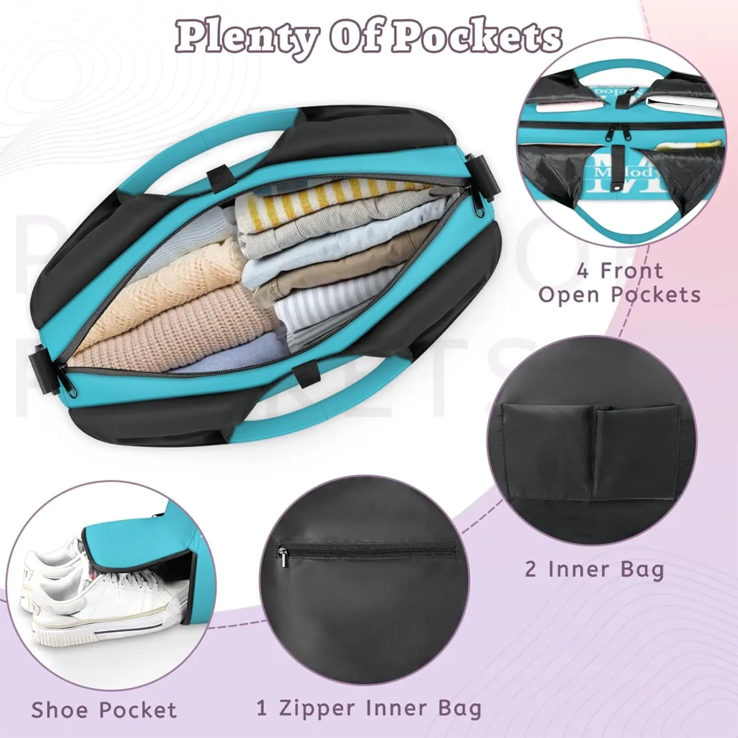 Personalized Yoga Mat Bag with Name Shoe Compartment, Solid Color Initial Letter Travel Tote Sport Gym Duffel Bag