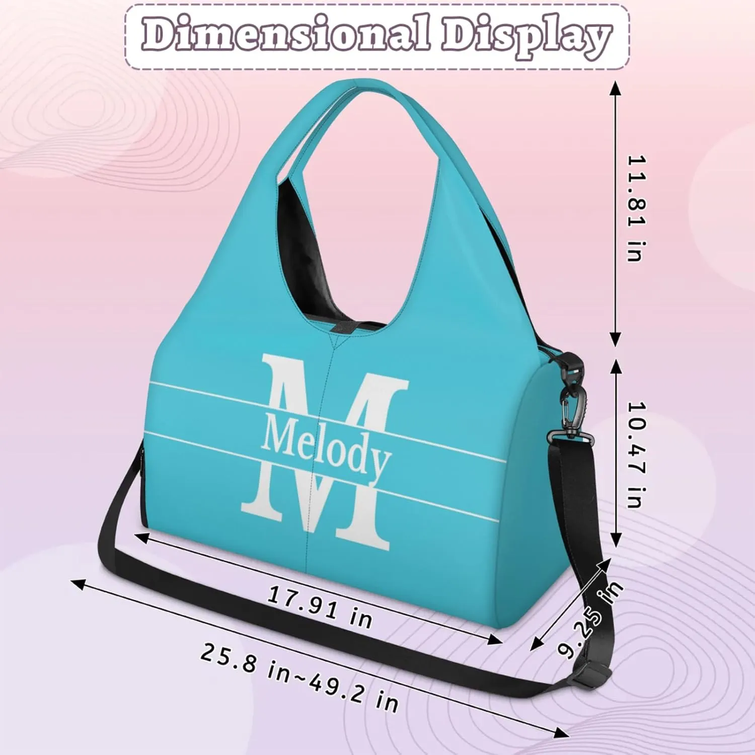 Personalized Yoga Mat Bag with Name Shoe Compartment, Solid Color Initial Letter Travel Tote Sport Gym Duffel Bag