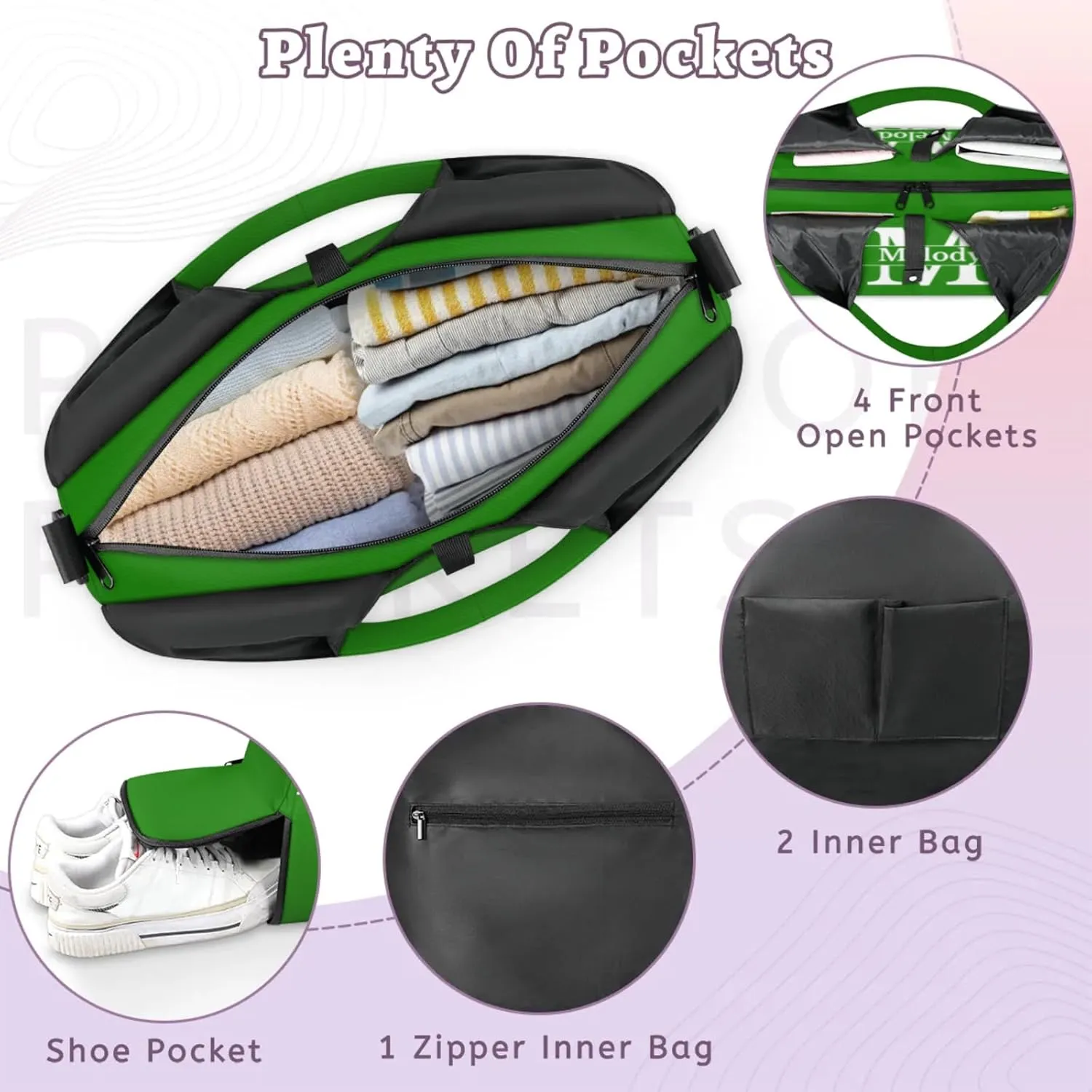 Personalized Yoga Mat Bag with Name Shoe Compartment, Solid Color Initial Letter Travel Tote Sport Gym Duffel Bag