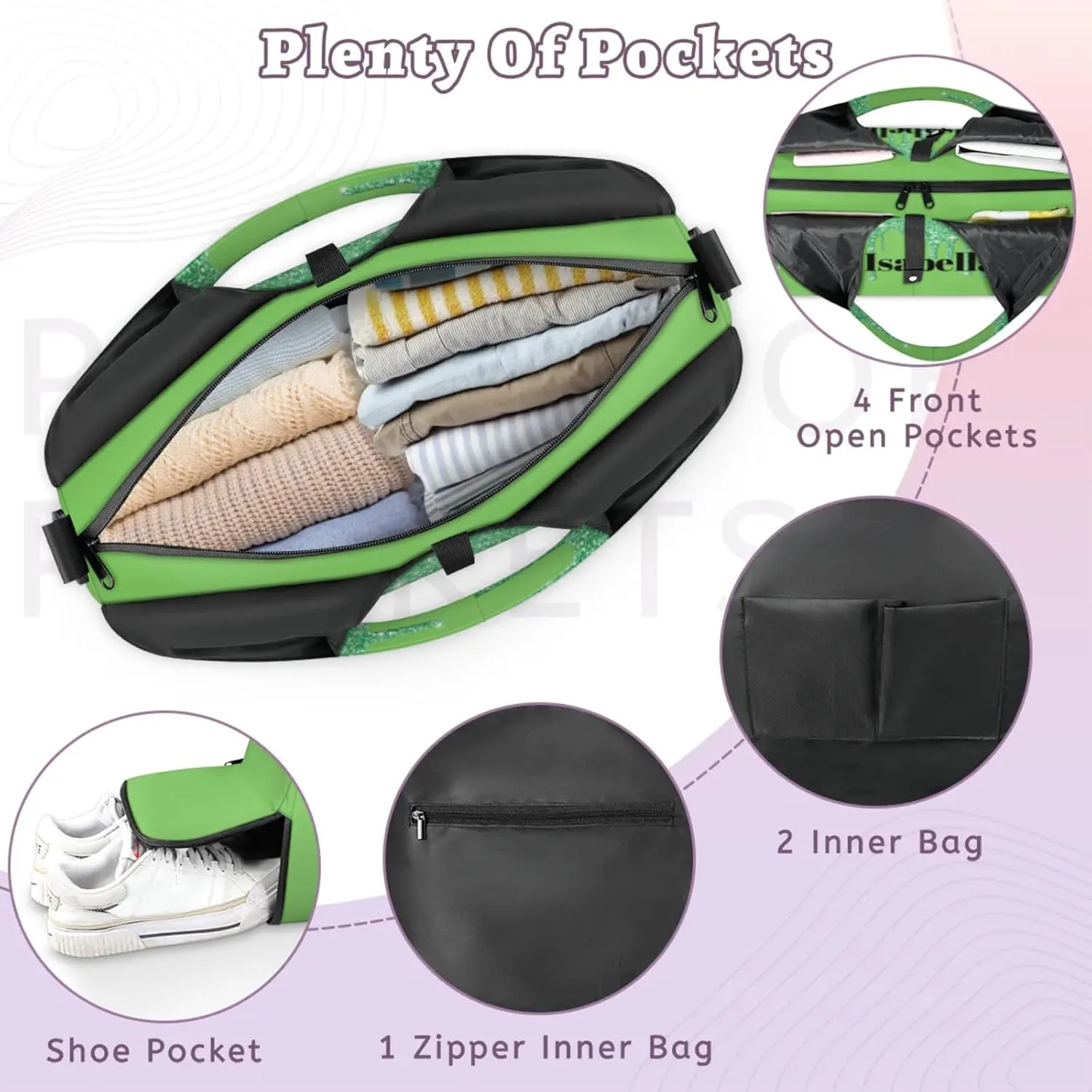 Personalized Yoga Mat Bag with Name Shoe Compartment, Water Fluid Glittering Travel Tote Sport Gym Duffel Bag
