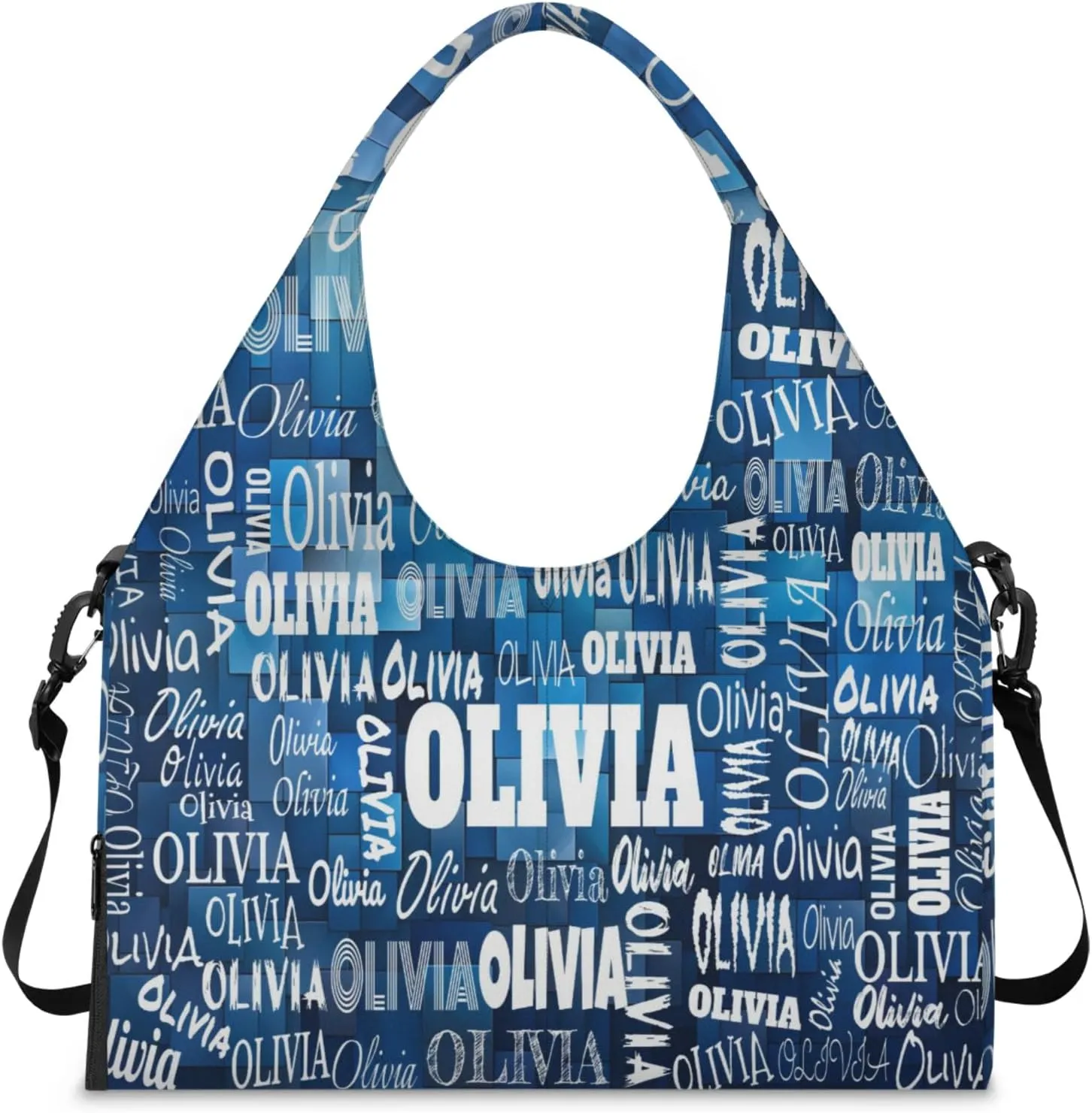 Personalized Yoga Mat Bag with Shoe Compartment, Custom Names Travel Tote Sport Gym Pilates Duffel Bag for Women
