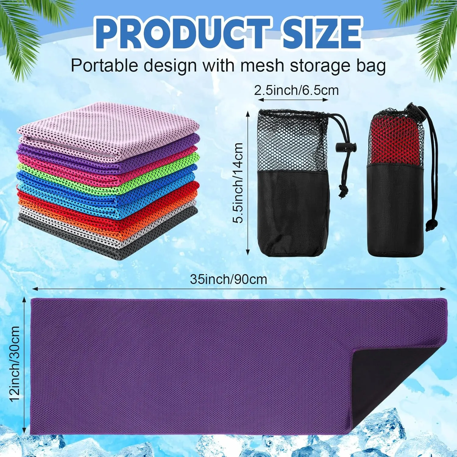 Peryiter 20 Pack Cooling Towels Bulk for Neck and Face Cooling Towel for Hot Weather Quick Dry Sweat Towel Soft Breath Portable with 20 Storage Bags for Gym Yoga Athletes Sports Fitness