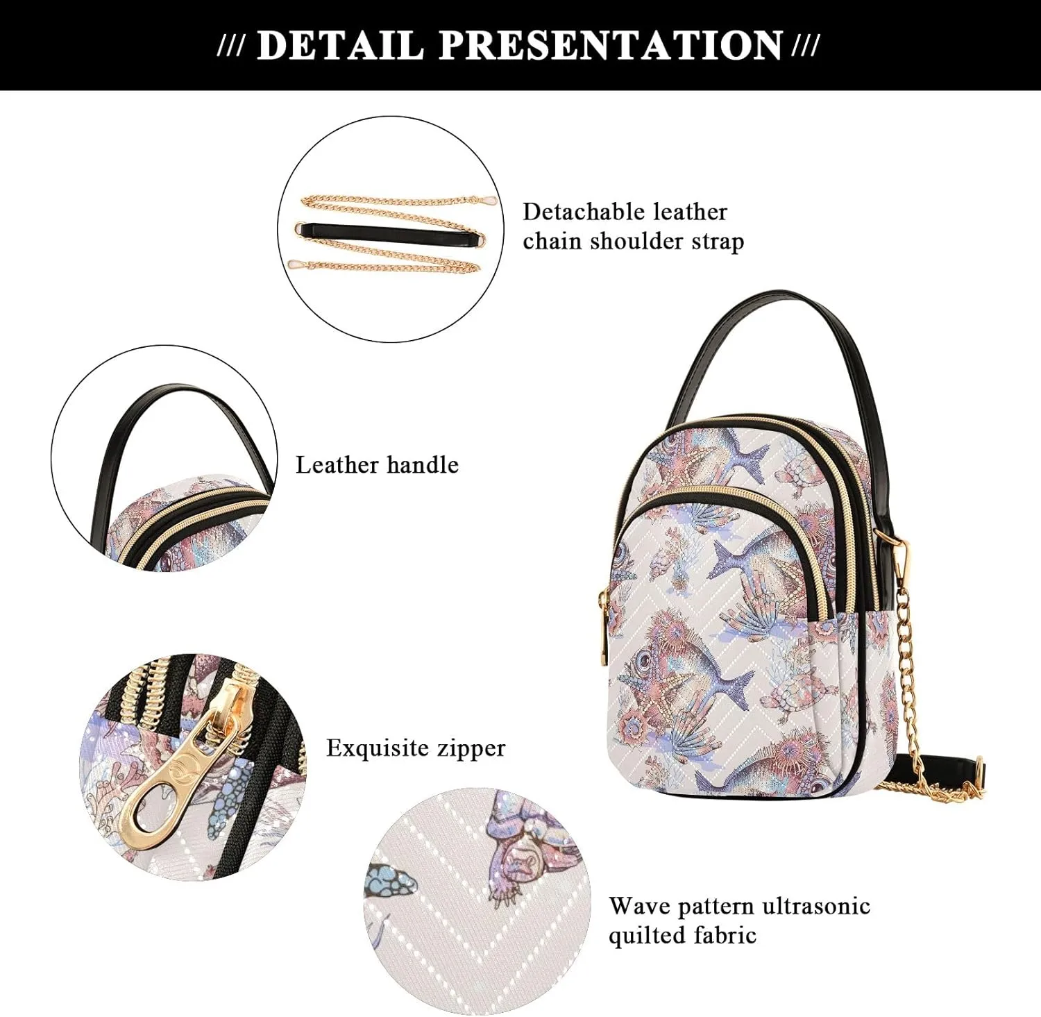 Pet Paw with Angel Wing Women's Crossbody Bags Quilted Purse with Chain Phone Purse Handbag