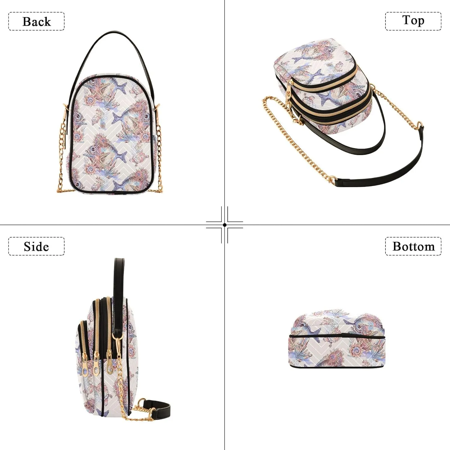 Pet Paw with Angel Wing Women's Crossbody Bags Quilted Purse with Chain Phone Purse Handbag