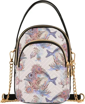 Pet Paw with Angel Wing Women's Crossbody Bags Quilted Purse with Chain Phone Purse Handbag