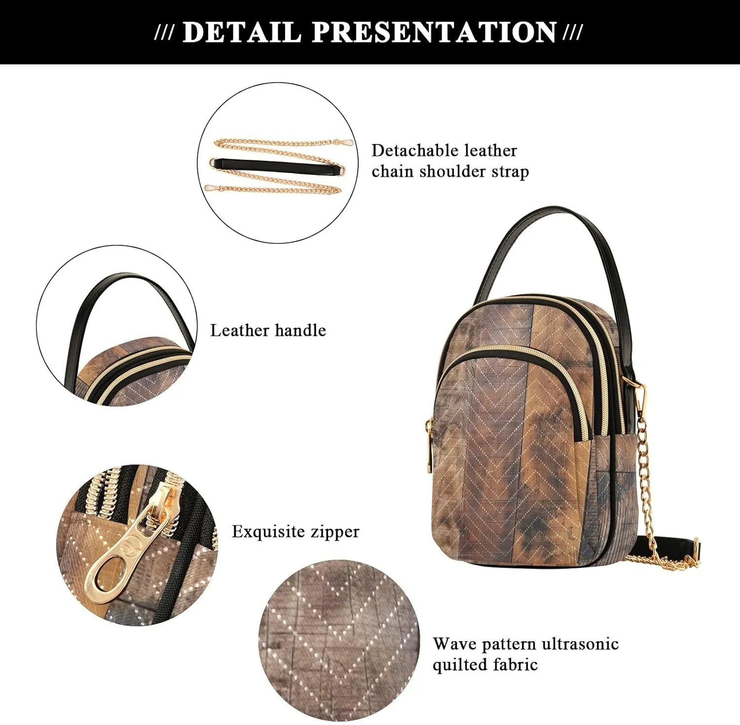 Pet Paw with Angel Wing Women's Crossbody Bags Quilted Purse with Chain Phone Purse Handbag