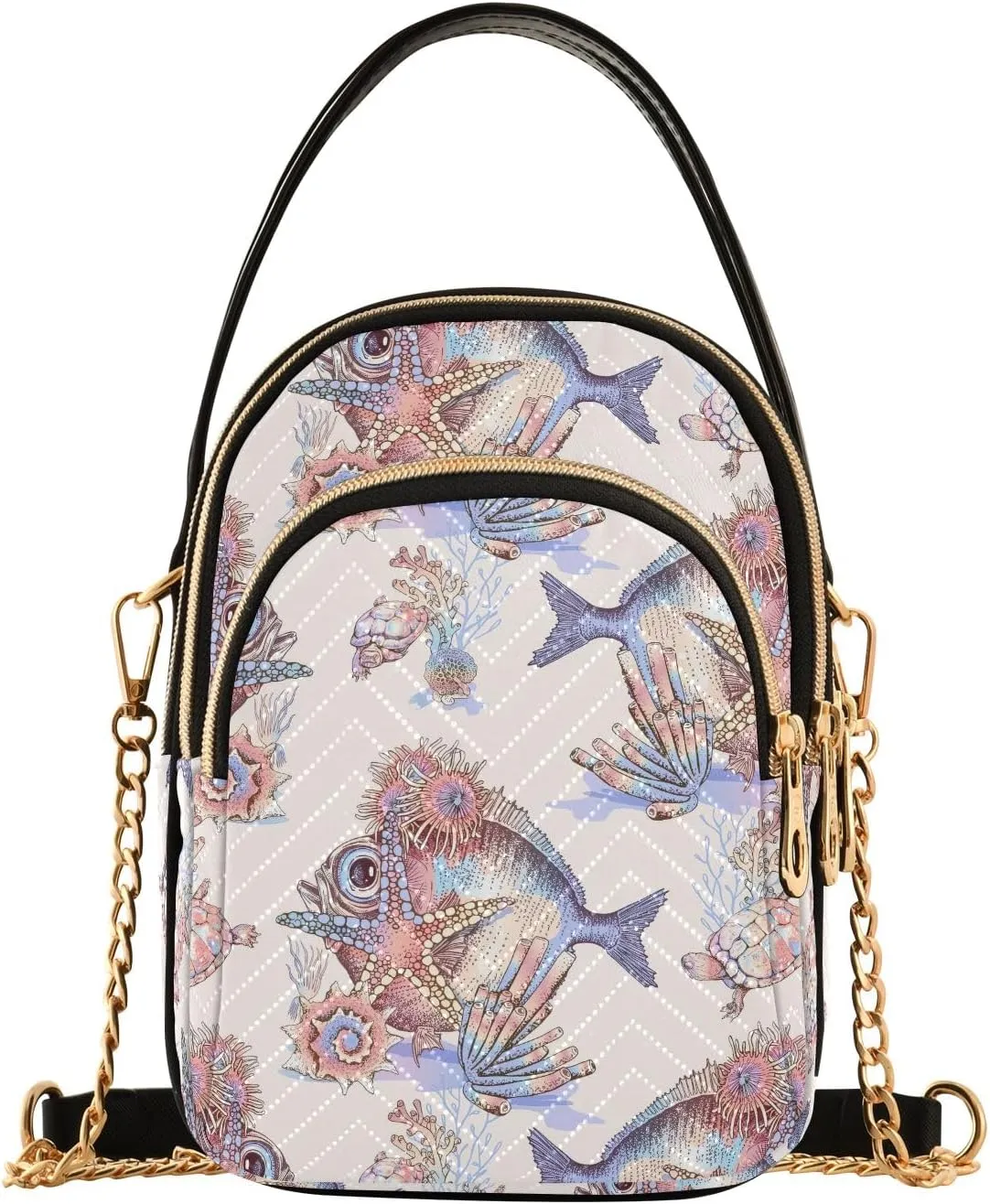 Pet Paw with Angel Wing Women's Crossbody Bags Quilted Purse with Chain Phone Purse Handbag