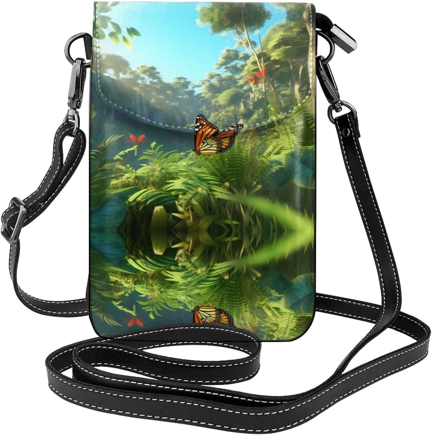 PHAYAH Grasshopper Butterfly Small Crossbody Phone Bags For Women Leather Cell Phone Purse Wallet