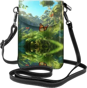 PHAYAH Grasshopper Butterfly Small Crossbody Phone Bags For Women Leather Cell Phone Purse Wallet