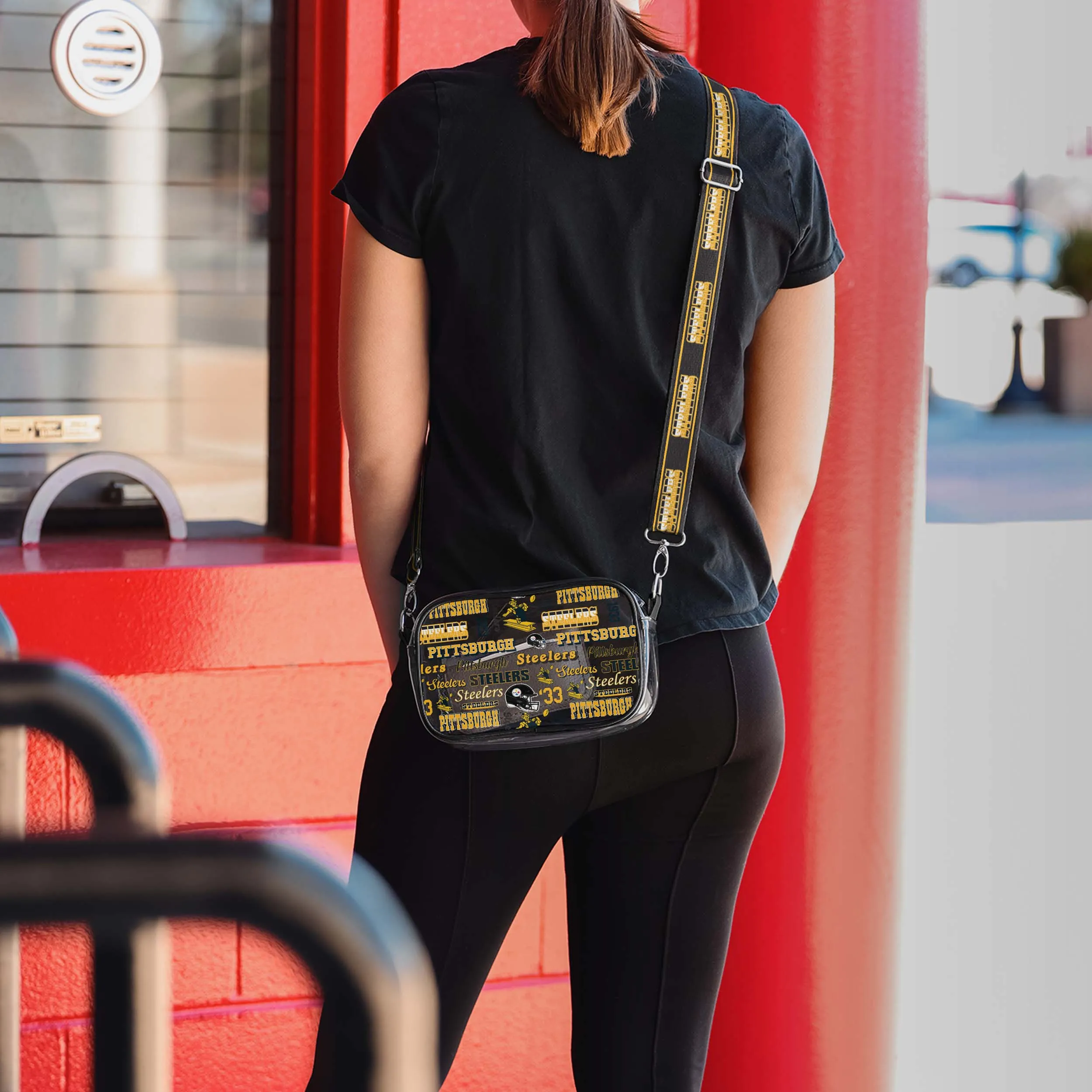 Pittsburgh Steelers Repeat Retro Print Clear Crossbody Bag