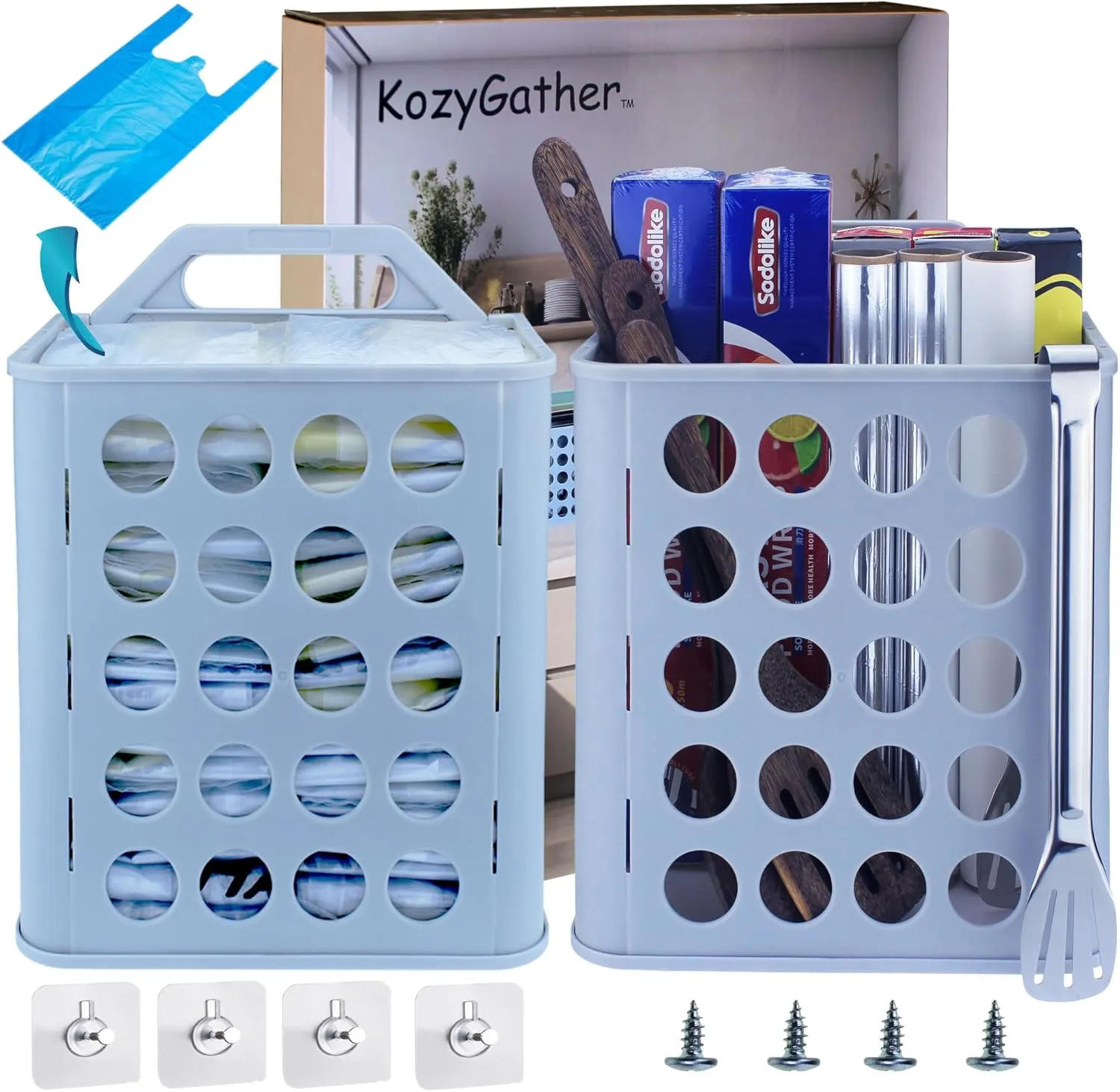 Plastic Bag Holder (2sets/pack) Grocery Bag Holder Dirty clothes basket and kitchen organizer.…