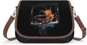 Player Basketball Slam Dunk Women's Crossbody Bag Leather Tote Bag Shoulder Bag Handbag for Office Travel