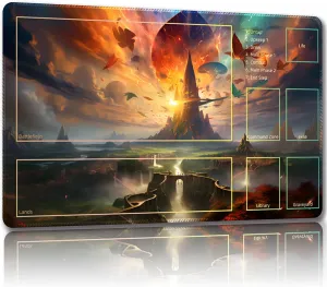 Playmat for MTG, with Free Storage Bags,Game Mat 24 x 14 inches, TCG and Board Game Mat for Cards,Mousepad Desk Mats (Auxiliary Combat)