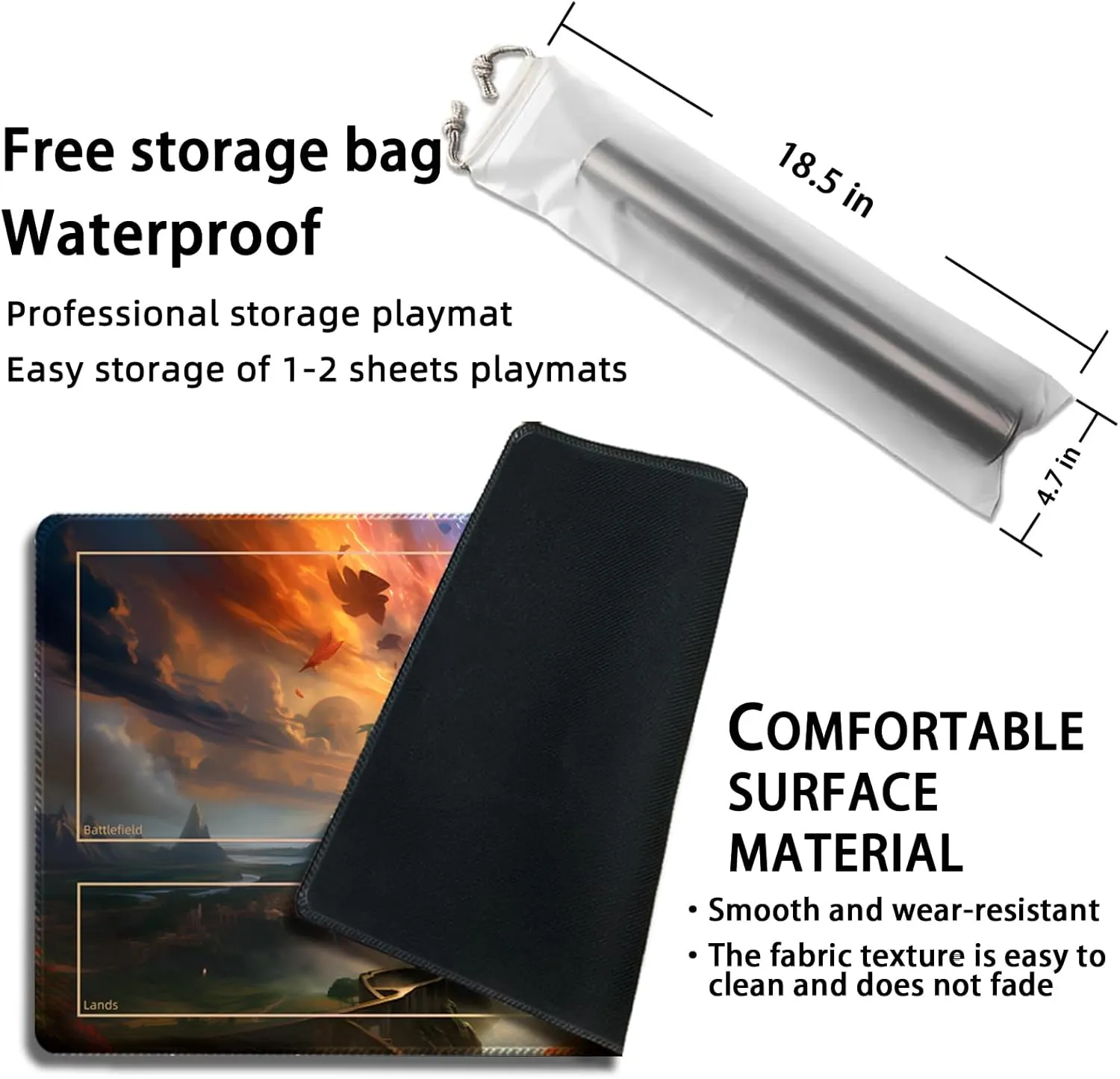 Playmat for MTG, with Free Storage Bags,Game Mat 24 x 14 inches, TCG and Board Game Mat for Cards,Mousepad Desk Mats (Auxiliary Combat)