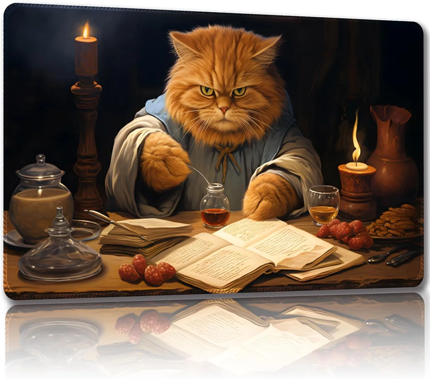 Playmat for MTG, with Free Storage Bags,Game Mat 24 x 14 inches, TCG and Board Game Mat for Cards,Mousepad Desk Mats (Cat 1-Regular)