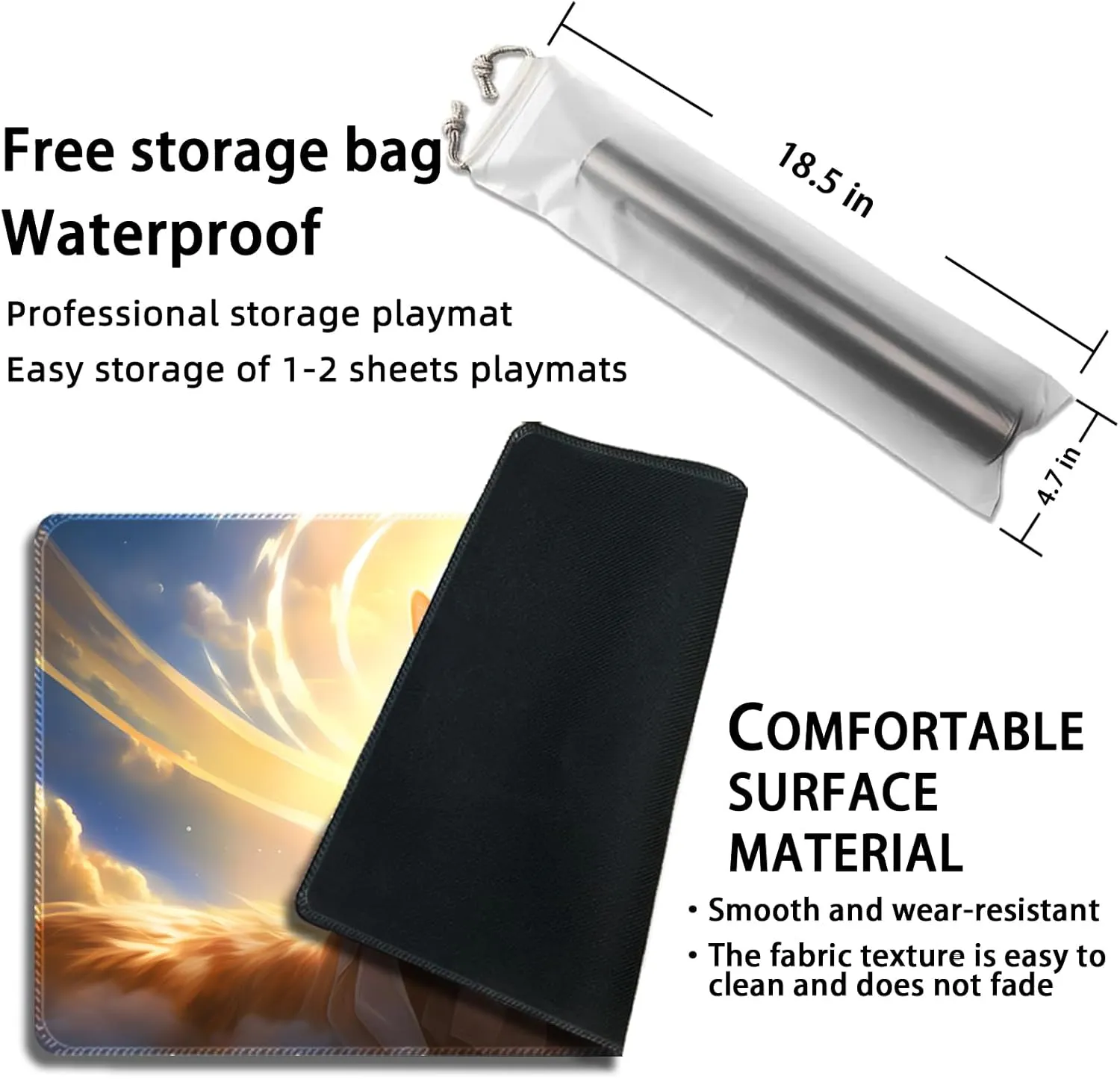 Playmat for MTG, with Free Storage Bags,Game Mat 24 x 14 inches, TCG and Board Game Mat for Cards,Mousepad Desk Mats (Cat 2-Regular)
