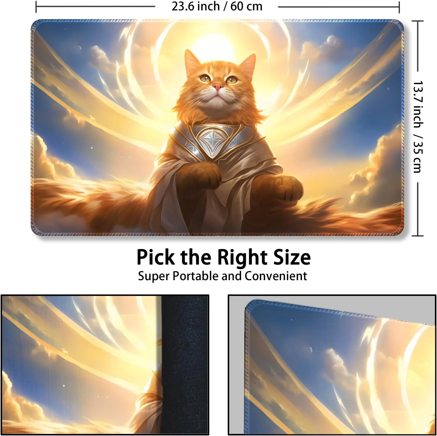 Playmat for MTG, with Free Storage Bags,Game Mat 24 x 14 inches, TCG and Board Game Mat for Cards,Mousepad Desk Mats (Cat 2-Regular)