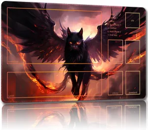 Playmat for MTG, with Free Storage Bags,Game Mat 24 x 14 inches, TCG and Board Game Mat for Cards,Mousepad Desk Mats (Cat 5-Auxiliary Combat)