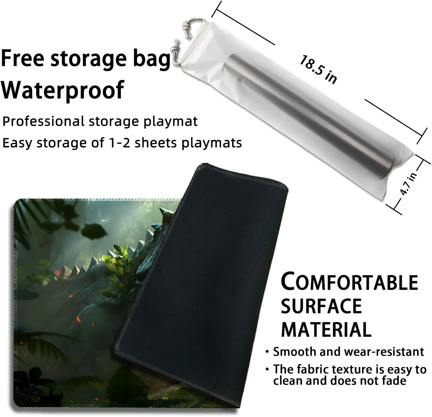Playmat for MTG, with Free Storage Bags,Game Mat 24 x 14 inches, TCG and Board Game Mat for Cards,Mousepad Desk Mats (Dinosaur 3-Regular)