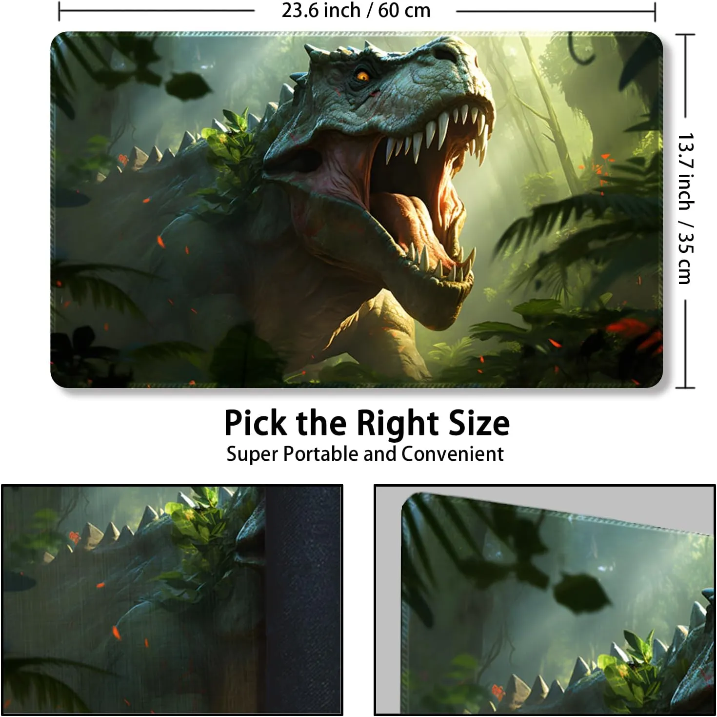 Playmat for MTG, with Free Storage Bags,Game Mat 24 x 14 inches, TCG and Board Game Mat for Cards,Mousepad Desk Mats (Dinosaur 3-Regular)