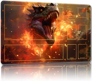 Playmat for MTG, with Free Storage Bags,Game Mat 24 x 14 inches, TCG and Board Game Mat for Cards,Mousepad Desk Mats (Dinosaur 4-Auxiliary Combat)