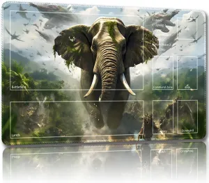 Playmat for MTG, with Free Storage Bags,Game Mat 24 x 14 inches, TCG and Board Game Mat for Cards,Mousepad Desk Mats (Elephant-Auxiliary Combat)