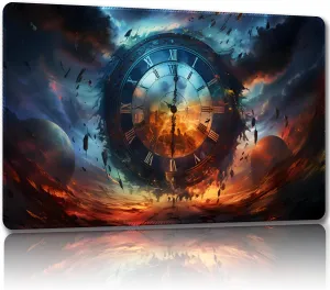 Playmat for MTG, with Free Storage Bags,Game Mat 24 x 14 inches, TCG and Board Game Mat for Cards,Mousepad Desk Mats (Planet Clock-Regular)