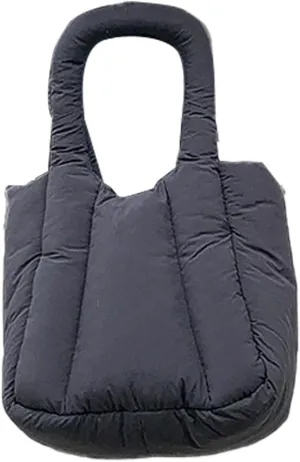 Pleated Crossbody Bag with Chain Strap for Women Fashion Solid Color Padded Quilted Top Handle Puffer Handbag Purse