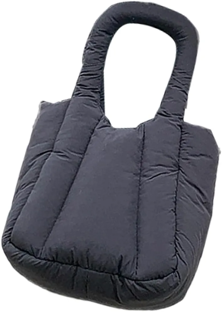 Pleated Crossbody Bag with Chain Strap for Women Fashion Solid Color Padded Quilted Top Handle Puffer Handbag Purse