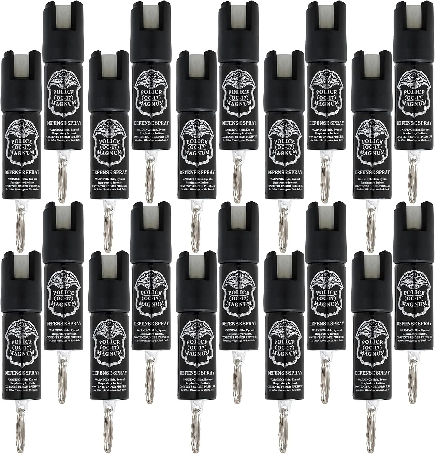 POLICE MAGNUM Mini Pepper Spray Bulk Pack- Max Heat Strength Protection- Made in The USA- 1/2oz Twist Lock Keyrings