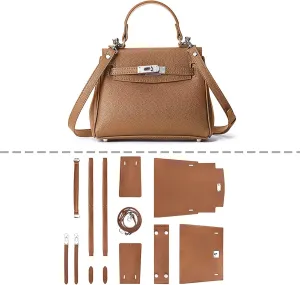 POPSEWING DIY Designer Bag Kit for Women, Crossbody Shoulder Purse with Sewing Kits, Handmade Bag Kit for Mom Girlfriend Birthday Gift (Brown)