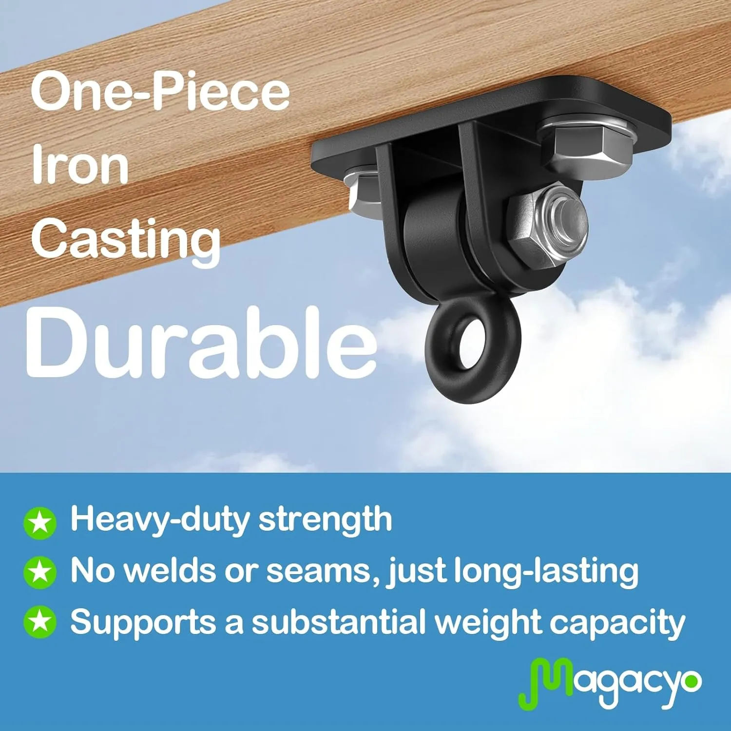 Porch Swing Hanging Kit, Heavy Duty Swing Hangers Outdoor Indoor Ceiling Patio Playground Tree Yoga Seat Trapeze Swingset Hardware Bracket 2 Set with Mounting Snap Hook Screw Washer (Black)