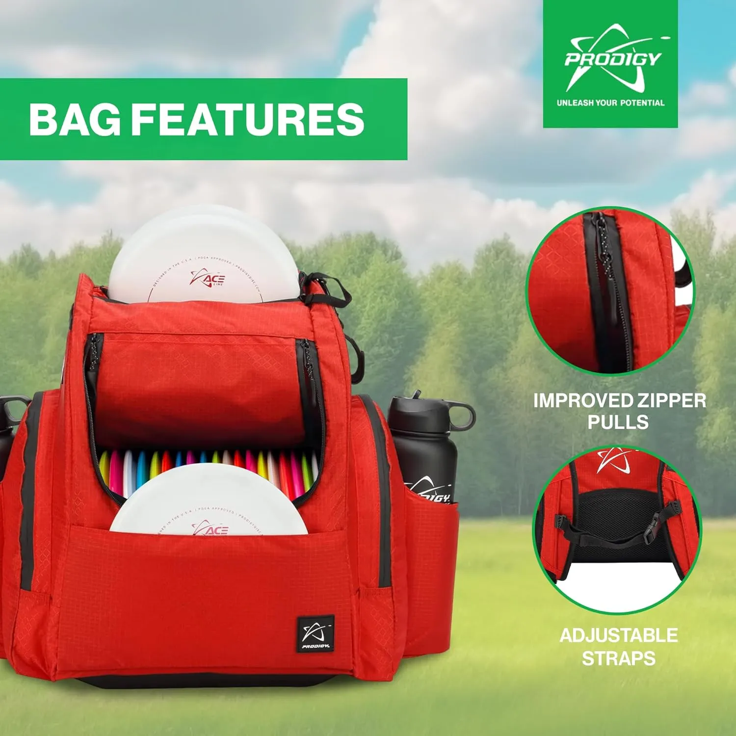 Prodigy Disc BP-2 V3 Disc Golf Backpack | Frisbee Golf Bag with 26  Disc Capacity Plus Extra Storage | Pro Quality Disc Golf Bag Backpack | Tear and Water Resistant | Large Disc Golf Bag