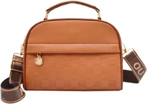 PU Leather Shoulder Bag for Women Small Purse with Detachable Wide Strap Retro Top Handle Bag