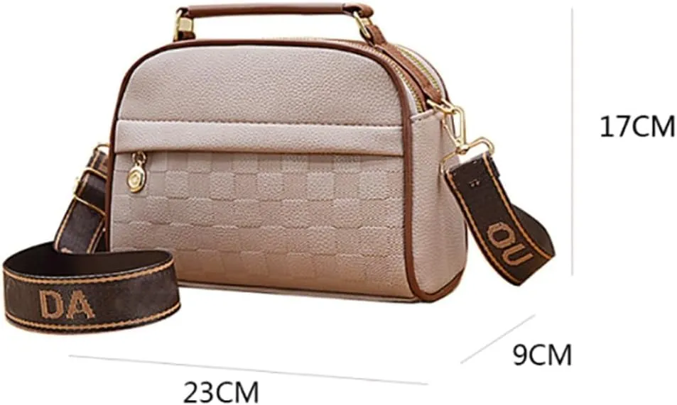 PU Leather Shoulder Bag for Women Small Purse with Detachable Wide Strap Retro Top Handle Bag