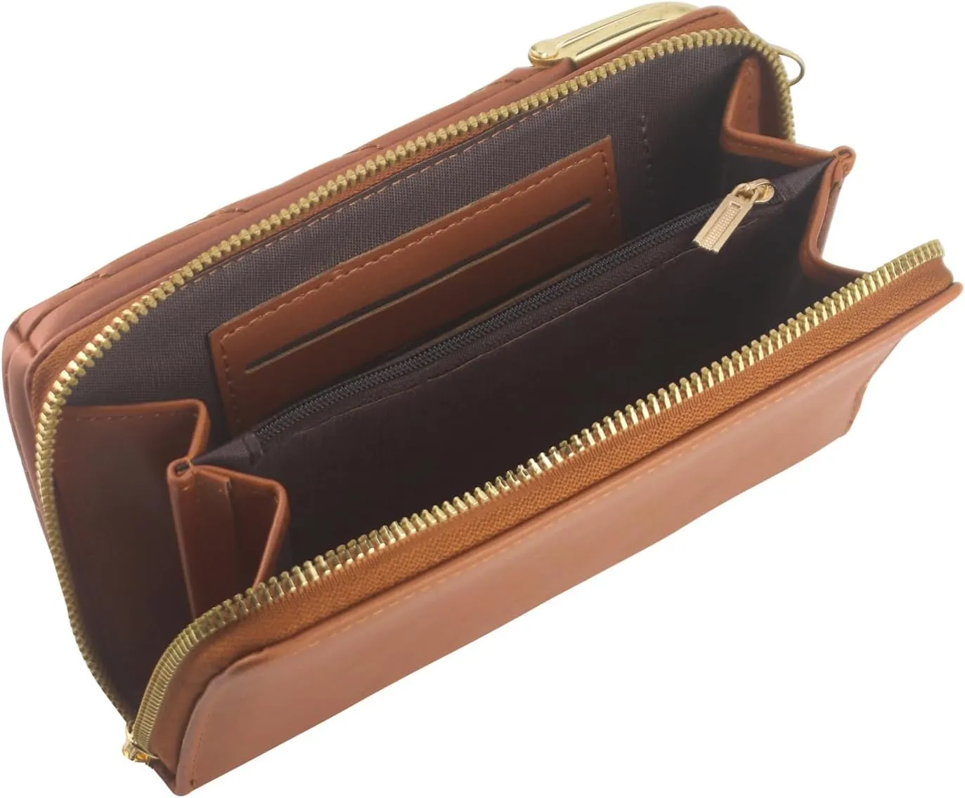 PU Leather Small Crossbody Phone Bag, Kiss Lock Phone Shoulder Bag, Zipper Cash Pocket Purse with Credit Card Slots
